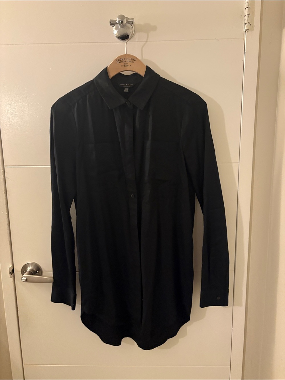 Lucky Brand Black Long-Sleeve Button-Up Blouse